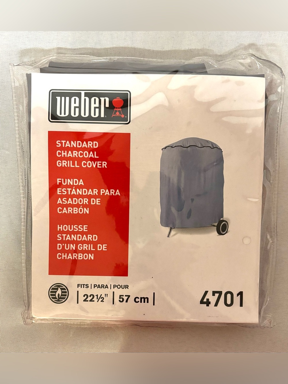 WEBER Standard Charcoal Grill Cover 22-1/2" #4701 Gray Vinyl NEW
